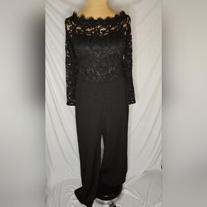 Premier Amour Chic Black Lace V-Neck Wide Leg Jumpsuit